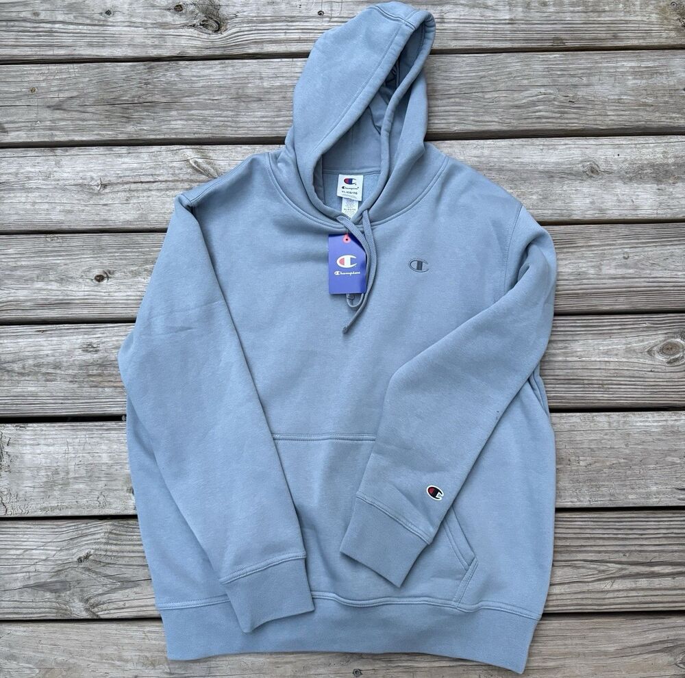Champion Mens Cloudy Blue Embroidered C Logo Hoodie Size XL NWT